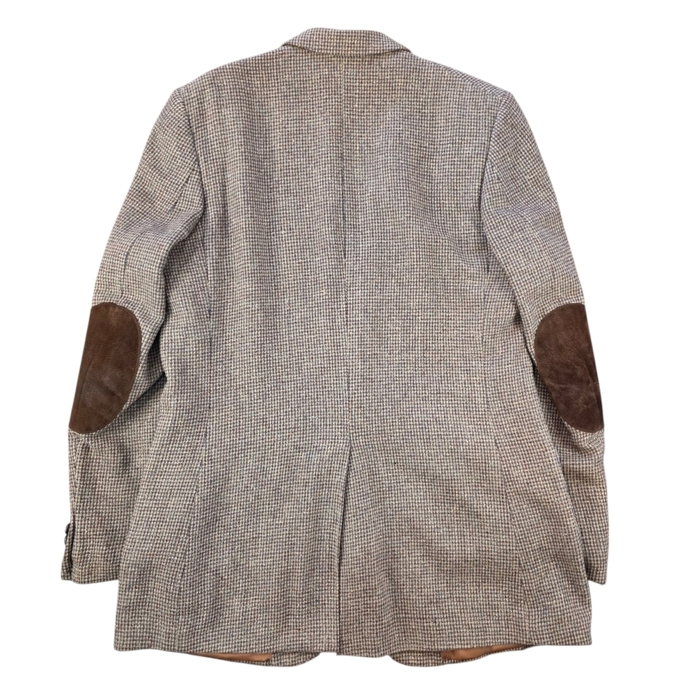 Tweed Blazer Men 42L Wool Linen Elbow Patch Sport Coat Vintage 80s 90s - Picture 9 of 11